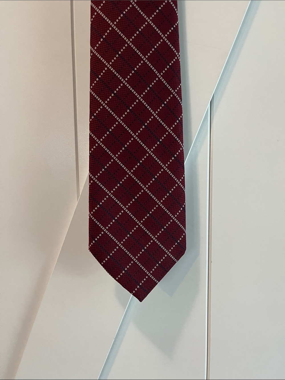 Sears Men's Burgundy Checked Tie